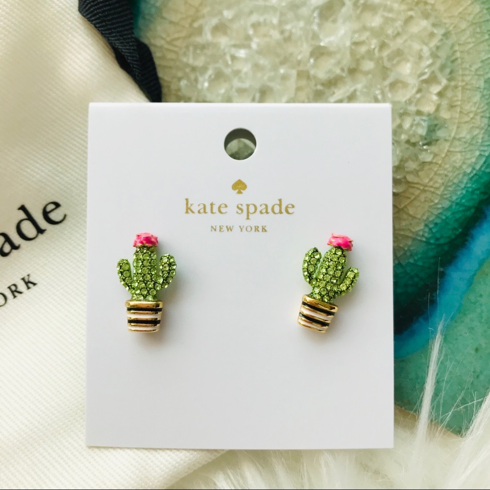 NEW KATE SPADE 🌵 CACTUS RHINESTONE EARRINGS - Picture 4 of 5